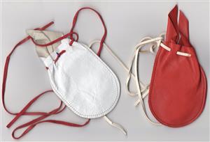 Red / White leather maundy purses image 1